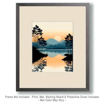 Lost Lake Evening - Nature Art Prints - 8"x10" Artwork for 11"x14" Frame