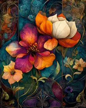 Nouveau Floral Still-Life - Nature Art Prints - 8"x10" Artwork for 11"x14" Frame
