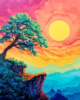Cypress Cliffside - Nature Art Prints - 8"x10" Artwork for 11"x14" Frame