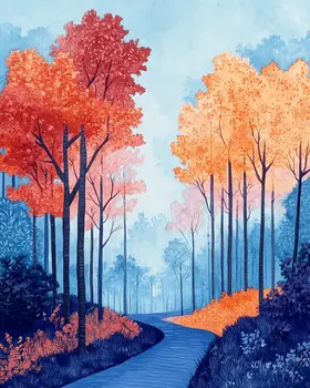 Fall Pathway - Nature Art Prints - 8"x10" Artwork for 11"x14" Frame