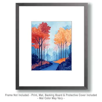 Fall Pathway - Nature Art Prints - 8"x10" Artwork for 11"x14" Frame