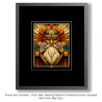 Odin Deco Design - Odin the Norse God Wall Art Prints – 8″x10″ Artwork for 11″x14″ Frame