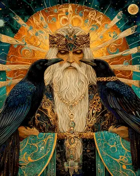 Odin Nouveau Design - Odin the Norse God Wall Art Prints – 8″x10″ Artwork for 11″x14″ Frame