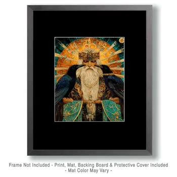 Odin Nouveau Design - Odin the Norse God Wall Art Prints – 8″x10″ Artwork for 11″x14″ Frame