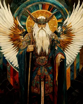 Full Regalia - Odin the Norse God Wall Art Prints – 8″x10″ Artwork for 11″x14″ Frame