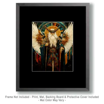 Full Regalia - Odin the Norse God Wall Art Prints – 8″x10″ Artwork for 11″x14″ Frame