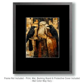Discussion With Baldur - Odin the Norse God Wall Art Prints – 8″x10″ Artwork for 11″x14″ Frame