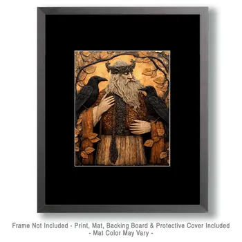 Carving with Baldur and Hermod - Odin the Norse God Wall Art Prints – 8″x10″ Artwork for 11″x14″ Frame