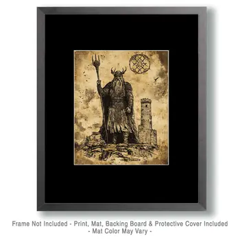 Ancient Hide - Odin the Norse God Wall Art Prints – 8″x10″ Artwork for 11″x14″ Frame