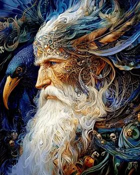 With Baldur the Raven - Odin the Norse God Wall Art Prints – 8″x10″ Artwork for 11″x14″ Frame