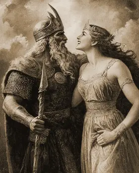 With Frigg - Odin the Norse God Wall Art Prints – 8″x10″ Artwork for 11″x14″ Frame