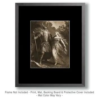 Laughing With Frigg - Odin the Norse God Wall Art Prints – 8″x10″ Artwork for 11″x14″ Frame