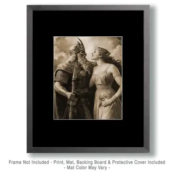 With Frigg - Odin the Norse God Wall Art Prints – 8″x10″ Artwork for 11″x14″ Frame