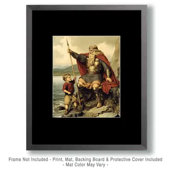 Being Told What's What - Odin the Norse God Wall Art Prints – 8″x10″ Artwork for 11″x14″ Frame