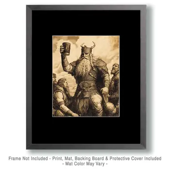 Toast to Victory - Odin the Norse God Wall Art Prints – 8″x10″ Artwork for 11″x14″ Frame