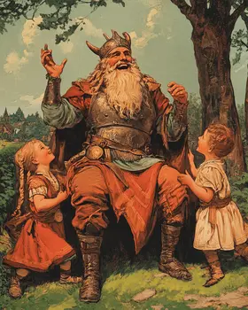 Telling the Kids a Story - Odin the Norse God Wall Art Prints – 8″x10″ Artwork for 11″x14″ Frame