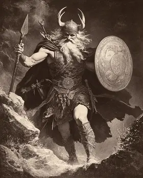 Running in to Battle - Odin the Norse God Wall Art Prints – 8″x10″ Artwork for 11″x14″ Frame