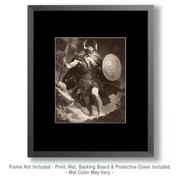 Running in to Battle - Odin the Norse God Wall Art Prints – 8″x10″ Artwork for 11″x14″ Frame