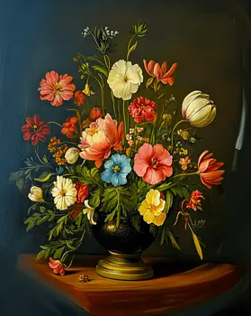 Baroque Daffodil Flowers and Bees 8"x10" Floral Art Print for 11"x14" Frame