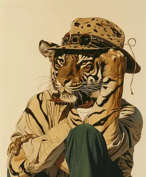Casual Tiger Dude  - Animal Kingdom Wall Art Prints, from Cute to Majestic – 8″x10″ Artwork for 11″x14″ Frame