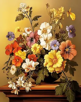 Cheerful Rococo Flower Bouquet 8"x10" Floral Art Print for 11"x14" Frame
