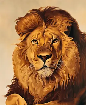 Fiery Lion Portrait in Oil - Animal Kingdom Wall Art Prints, from Cute to Majestic – 8″x10″ Artwork for 11″x14″ Frame