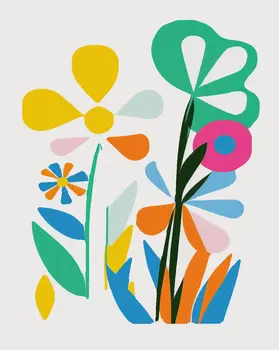 Mid Century Mod Flower Print 8"x10" Floral Art Print for 11"x14" Frame