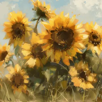 Painterly Sunflowers 8"x8" Art Print for 12"x12" Frame