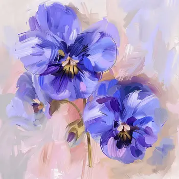 Painterly Violet Flowers 8"x8" Art Print for 12"x12" Frame