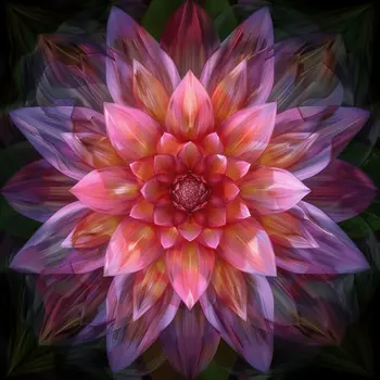 Purple Kaleidoscope Flower 3, 8"x8" Art Print for 12"x12" Frame