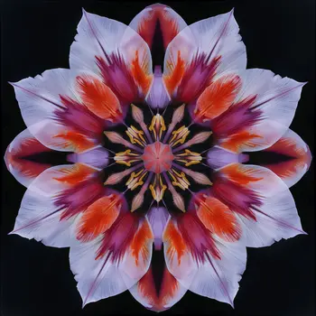 Purple Kaleidoscope Flower 8"x8" Art Print for 12"x12" Frame