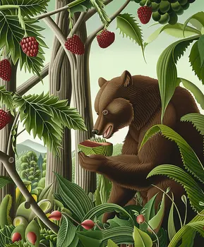 Stylized Bear with Snack - Animal Kingdom Wall Art Prints, from Cute to Majestic – 8″x10″ Artwork for 11″x14″ Frame