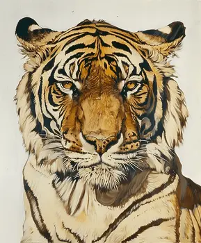 Tiger Detailed Face Portrait- Animal Kingdom Wall Art Prints, from Cute to Majestic – 8″x10″ Artwork for 11″x14″ Frame