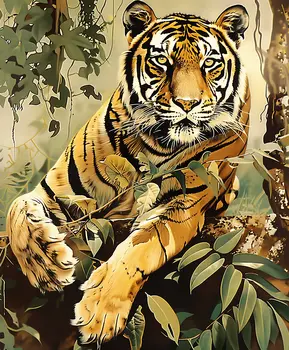 Tiger in Branches - Animal Kingdom Wall Art Prints, from Cute to Majestic – 8″x10″ Artwork for 11″x14″ Frame