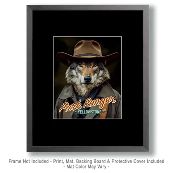 Grey Wolf - Animal Park Ranger Wall Art Prints – 8″x10″ Artwork for 11″x14″ Frame