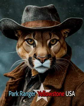 Mountain Lion - Animal Park Ranger Wall Art Prints – 8″x10″ Artwork for 11″x14″ Frame