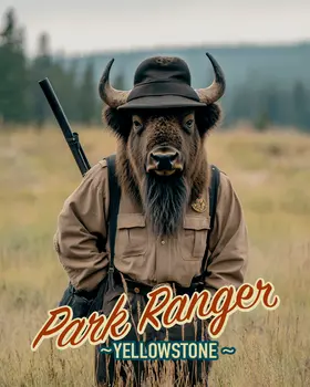 Bison - Animal Park Ranger Wall Art Prints – 8″x10″ Artwork for 11″x14″ Frame