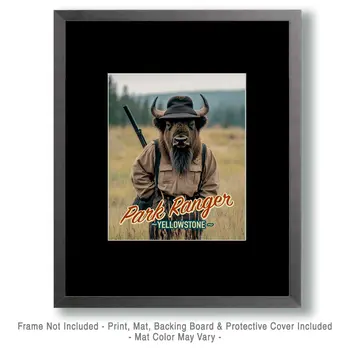 Bison - Animal Park Ranger Wall Art Prints – 8″x10″ Artwork for 11″x14″ Frame