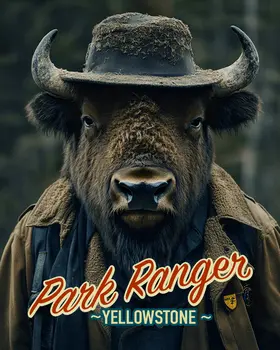 Buffalo - Animal Park Ranger Wall Art Prints – 8″x10″ Artwork for 11″x14″ Frame