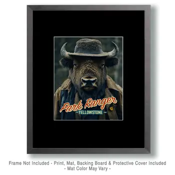 Buffalo - Animal Park Ranger Wall Art Prints – 8″x10″ Artwork for 11″x14″ Frame