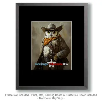 Great Horned Owl - Animal Park Ranger Wall Art Prints – 8″x10″ Artwork for 11″x14″ Frame
