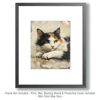 Calico Artwork Print - Pet Cat Still Life Wall Art Prints – 8″x10″ Artwork for 11″x14″ Frame