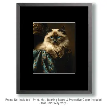 Ragdoll Portrait - Pet Cat Still Life Wall Art Prints – 8″x10″ Artwork for 11″x14″ Frame
