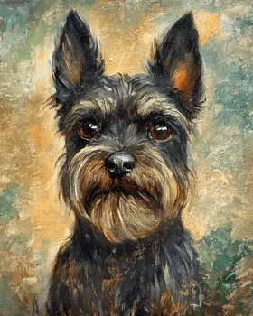 Schnauzer Portrait - Pet Dog Still Life Wall Art Prints – 8″x10″ Artwork for 11″x14″ Frame