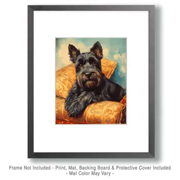 Schnauzer Relaxing - Pet Dog Still Life Wall Art Prints – 8″x10″ Artwork for 11″x14″ Frame