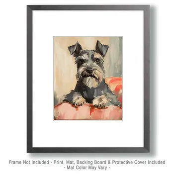 Attentive Schnauzer - Pet Dog Still Life Wall Art Prints – 8″x10″ Artwork for 11″x14″ Frame