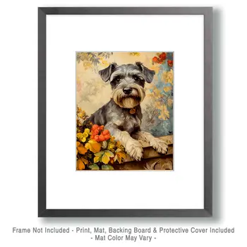 Schnauzer Posing - Pet Dog Still Life Wall Art Prints – 8″x10″ Artwork for 11″x14″ Frame