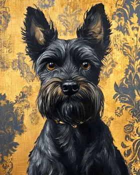 Dark Schnauzer - Pet Dog Still Life Wall Art Prints – 8″x10″ Artwork for 11″x14″ Frame