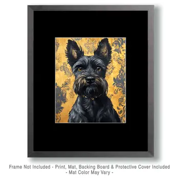 Dark Schnauzer - Pet Dog Still Life Wall Art Prints – 8″x10″ Artwork for 11″x14″ Frame