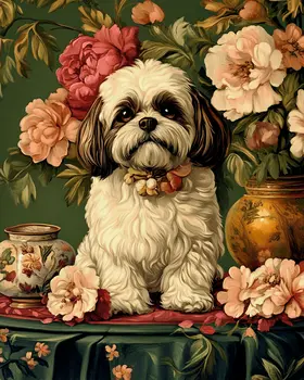 Classic Shih Tzu - Pet Dog Still Life Wall Art Prints – 8″x10″ Artwork for 11″x14″ Frame